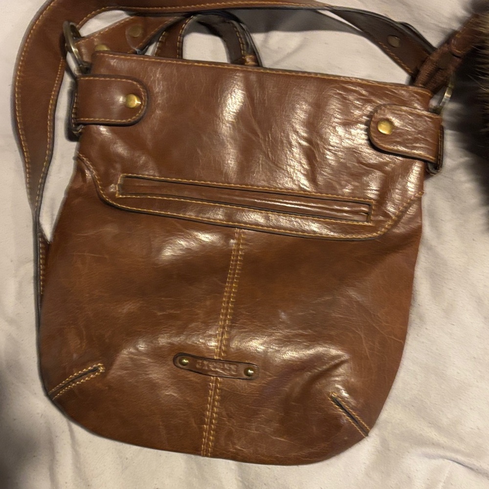 Axcess Tan Leather Crossbody Bag